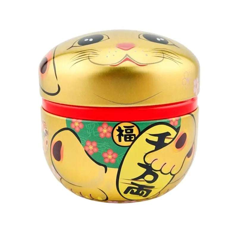 Scatola da tè in metallo dorato Maneki Neko