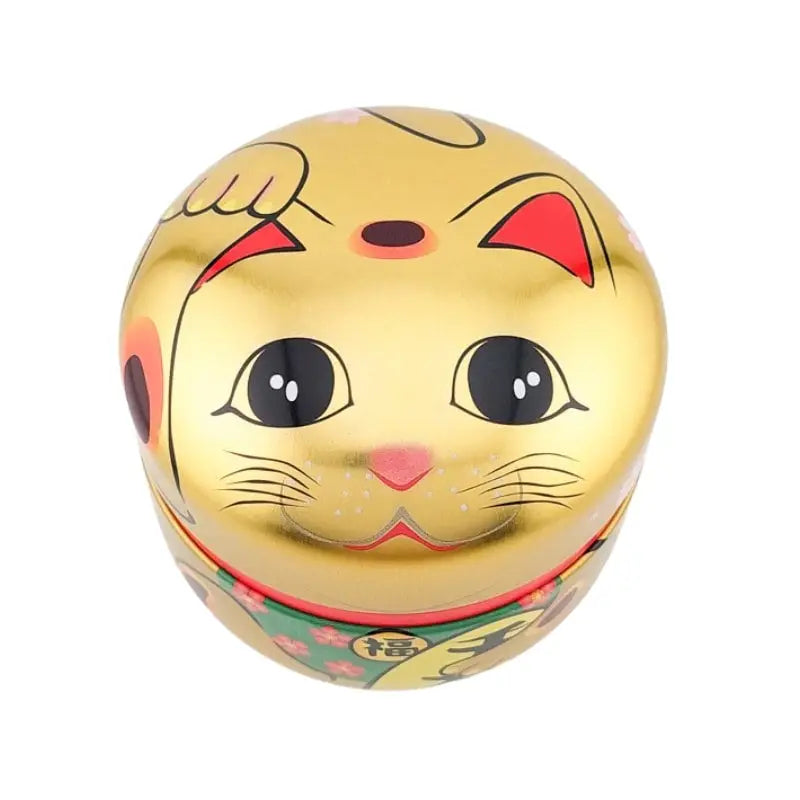 Scatola da tè in metallo dorato Maneki Neko