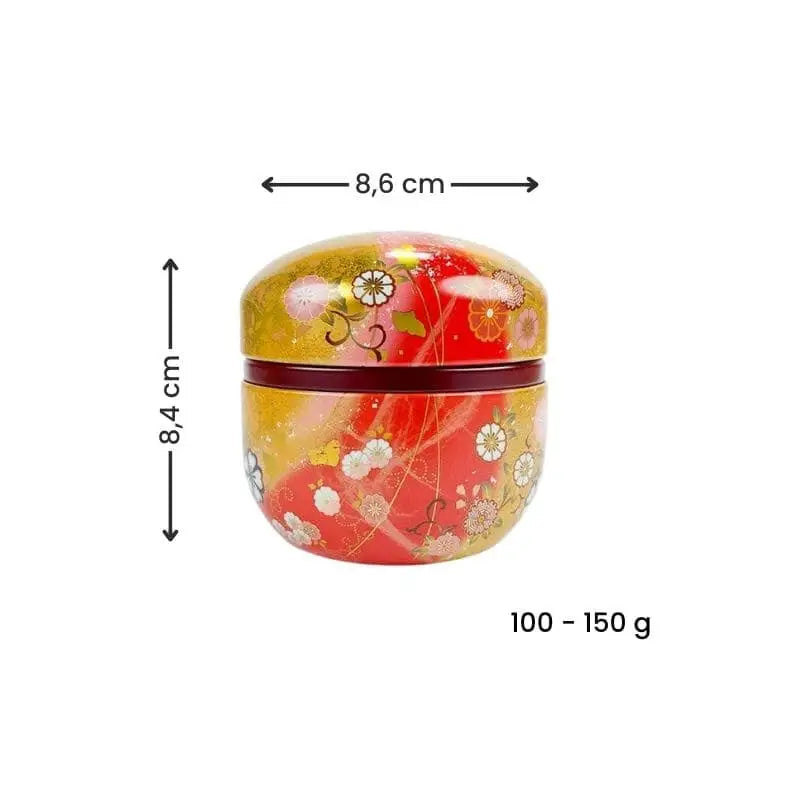 Scatola da tè rotonda in oro e rosso