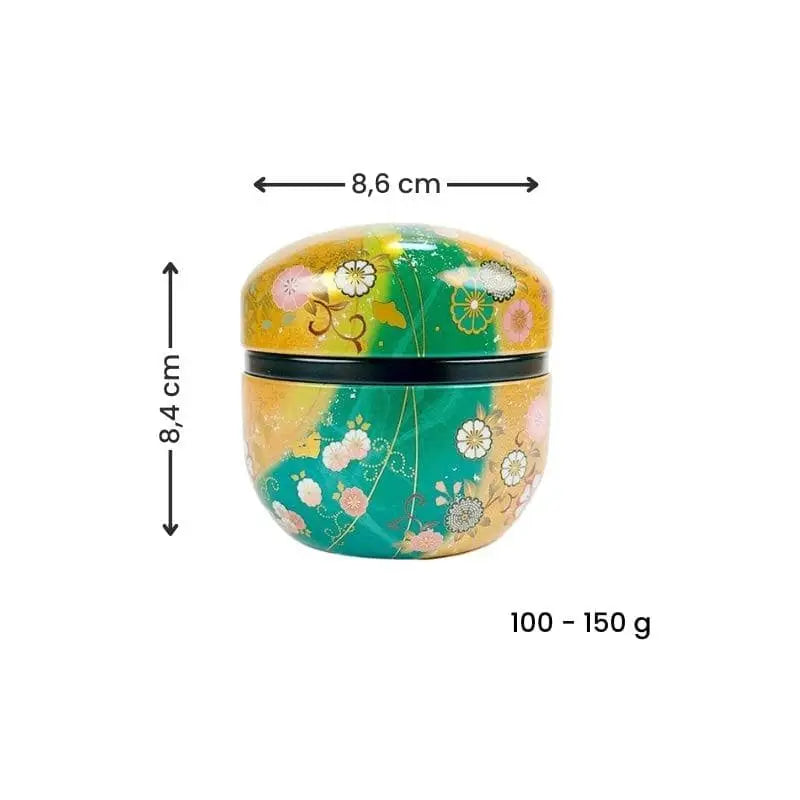 Scatola da tè rotonda verde e oro