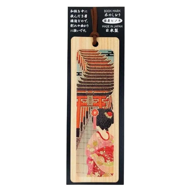 Segnalibro cipresso giapponese Geisha e Torii