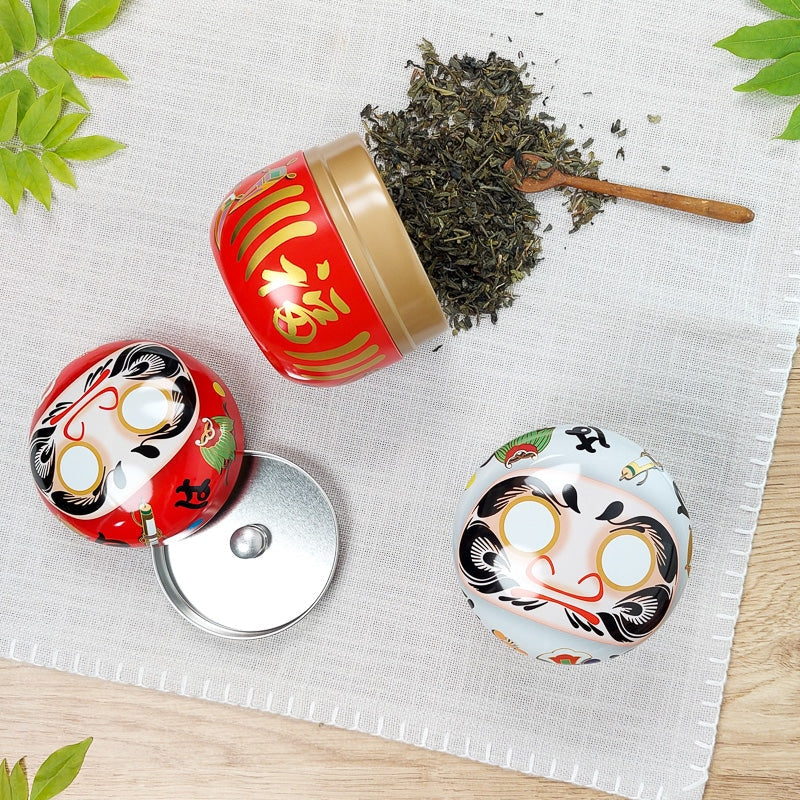 Set di 2 barattoli da tè Daruma in metallo