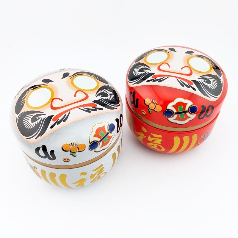 Set di 2 barattoli da tè Daruma in metallo