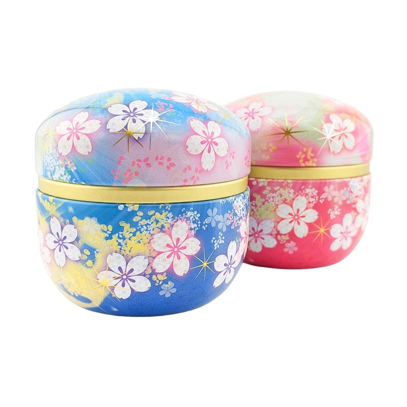 Set di 2 barattoli da tè in metallo con fiori