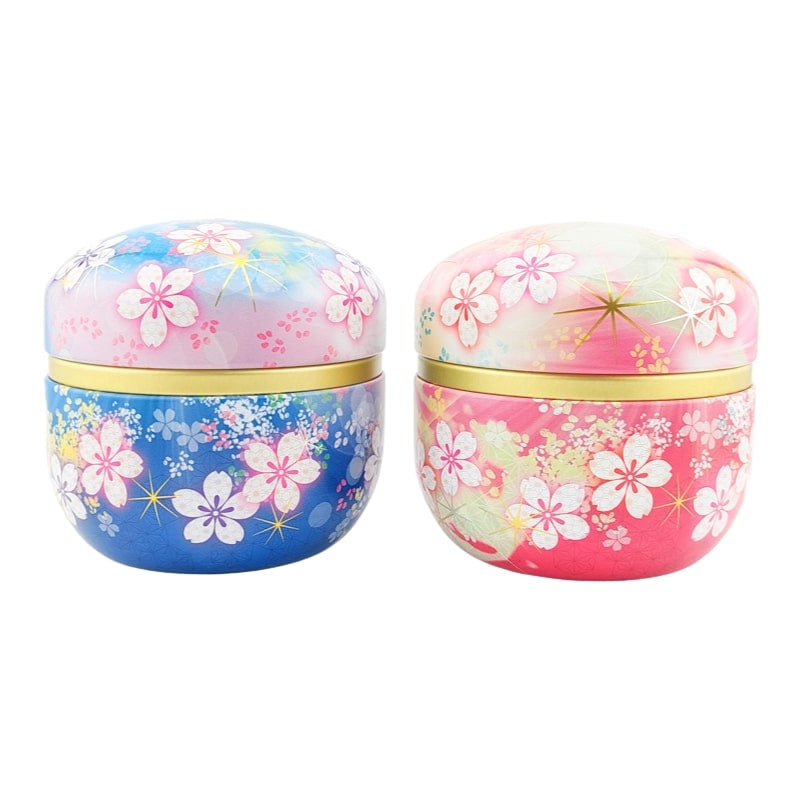Set di 2 barattoli da tè in metallo con fiori