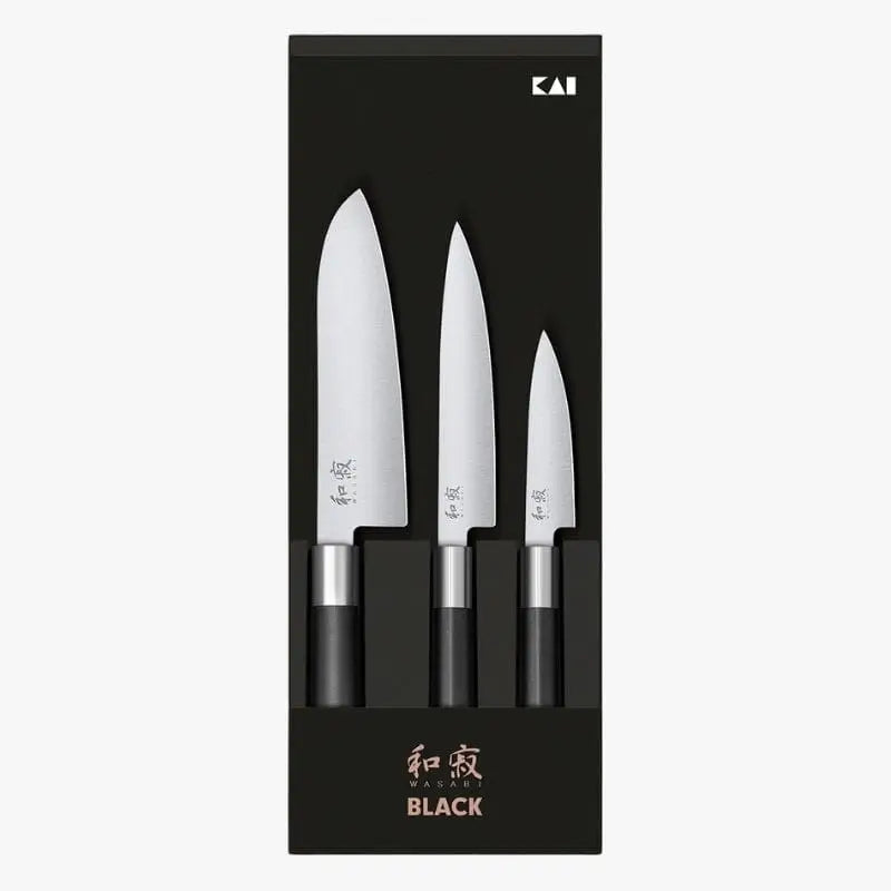 Set di 3 coltelli giapponesi KAI Wasabi Black
