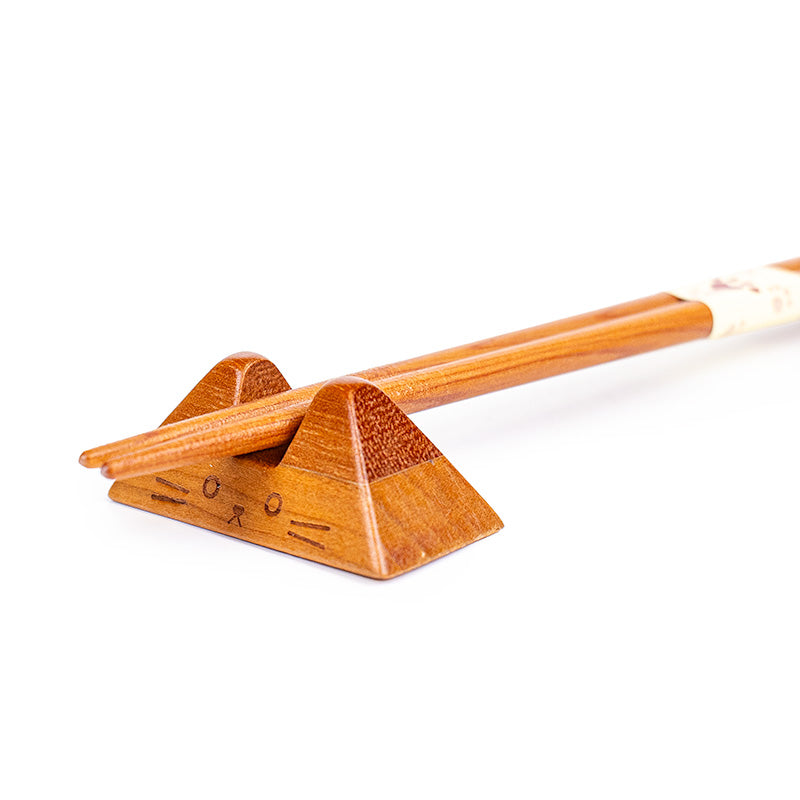 Set di bacchette giapponesi e poggia-bacchette a forma di gatto