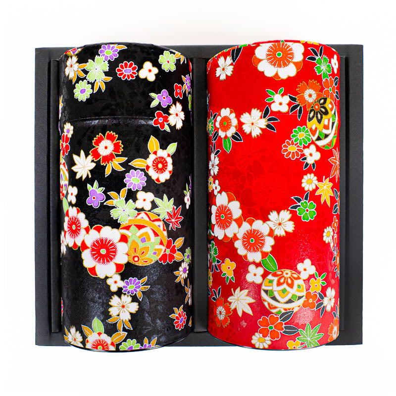 Set di Due Barattoli da Tè con Carta Washi
