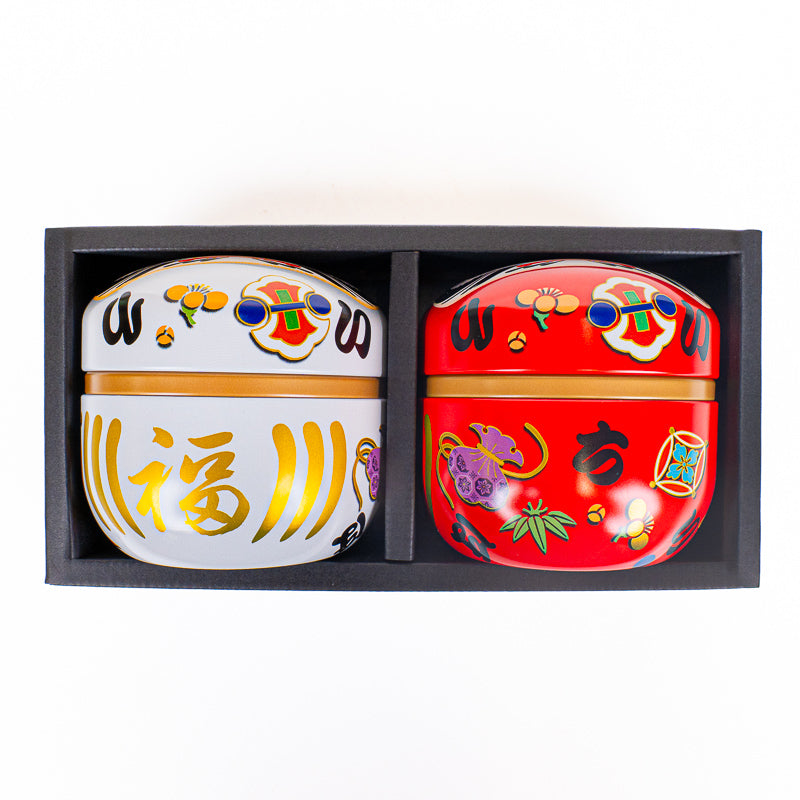 Set di Due Barattoli da Tè in Metallo - Daruma