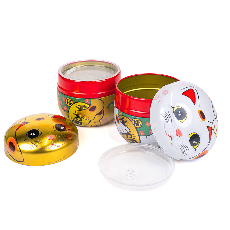 Set di Due Barattoli da Tè in Metallo - Maneki Neko