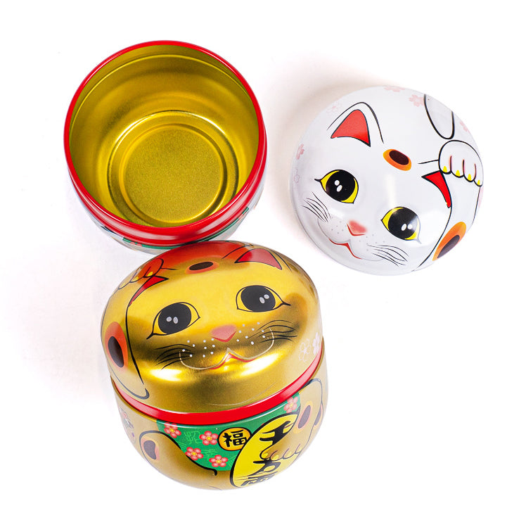 Set di Due Barattoli da Tè in Metallo - Maneki Neko