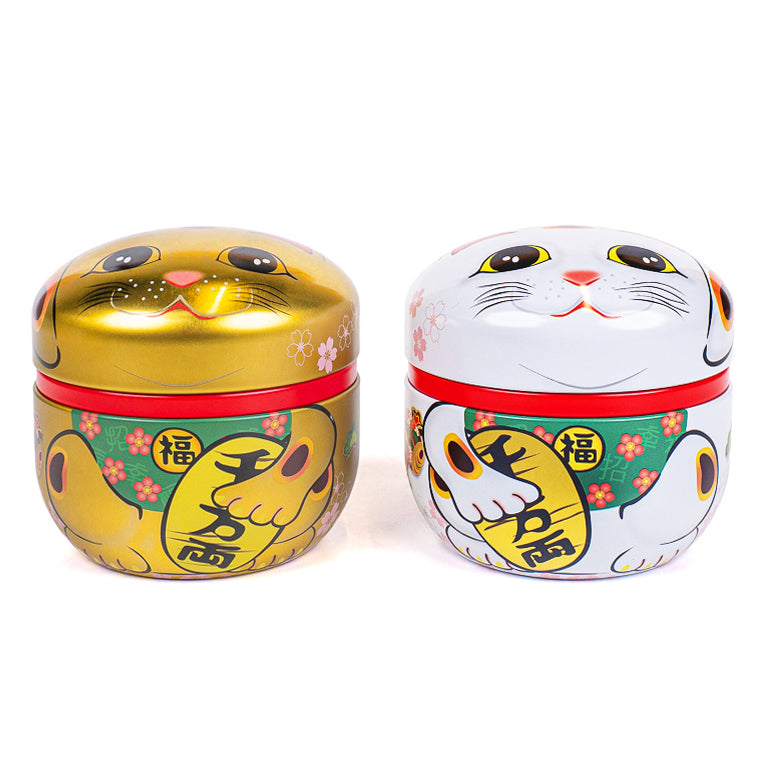 Set di Due Barattoli da Tè in Metallo - Maneki Neko