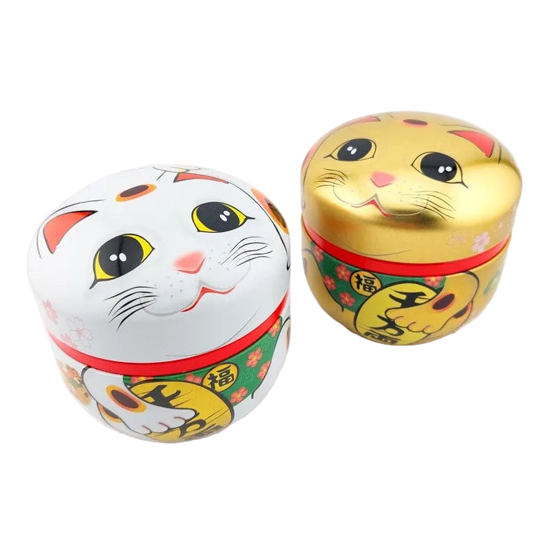 Set di Due Barattoli da Tè in Metallo - Maneki Neko