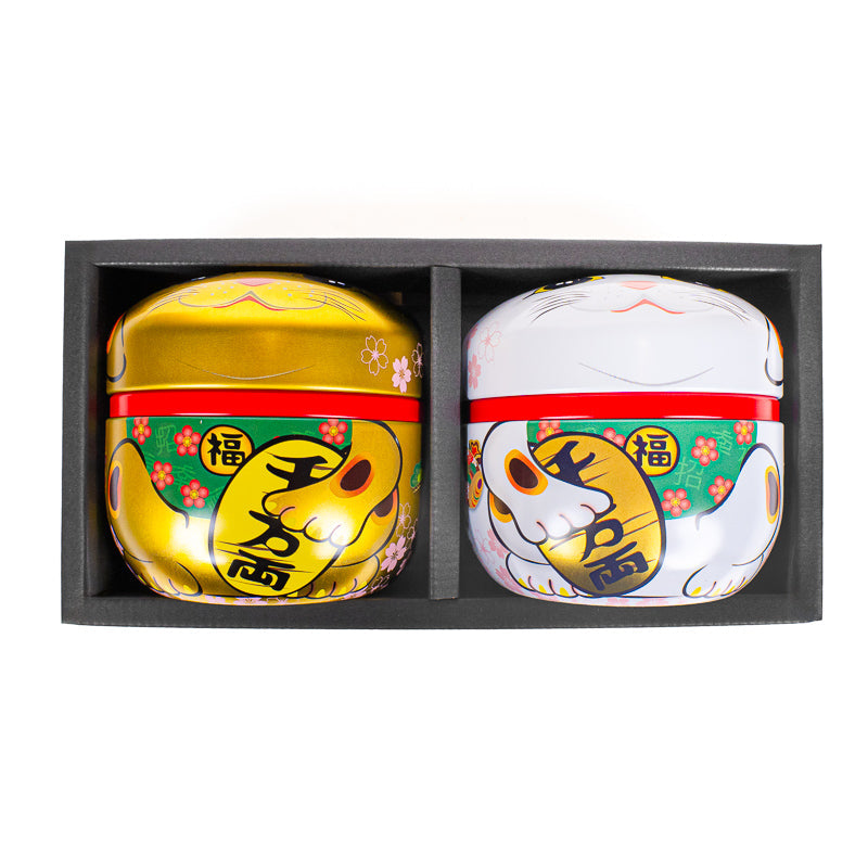 Set di Due Barattoli da Tè in Metallo - Maneki Neko