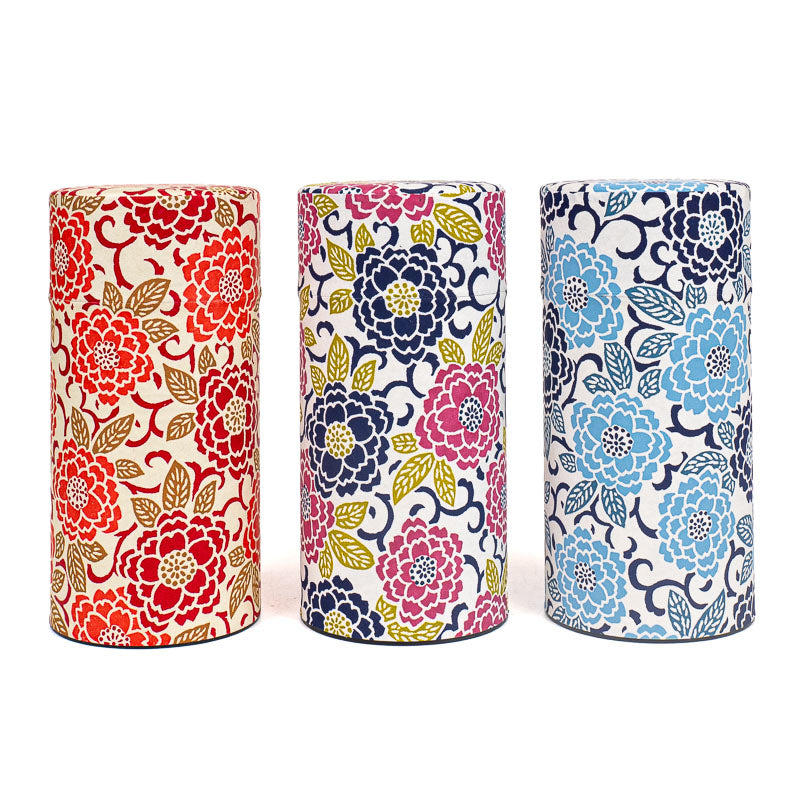 Set di Tre Barattoli da Tè con Carta Washi - Fiori