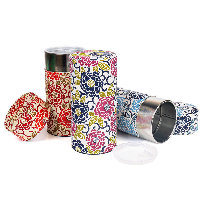 Set di Tre Barattoli da Tè con Carta Washi - Fiori