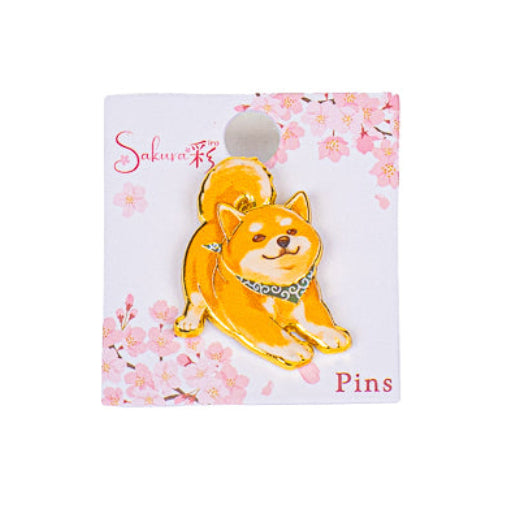 Spilla giapponese in metallo con Shiba-Inu