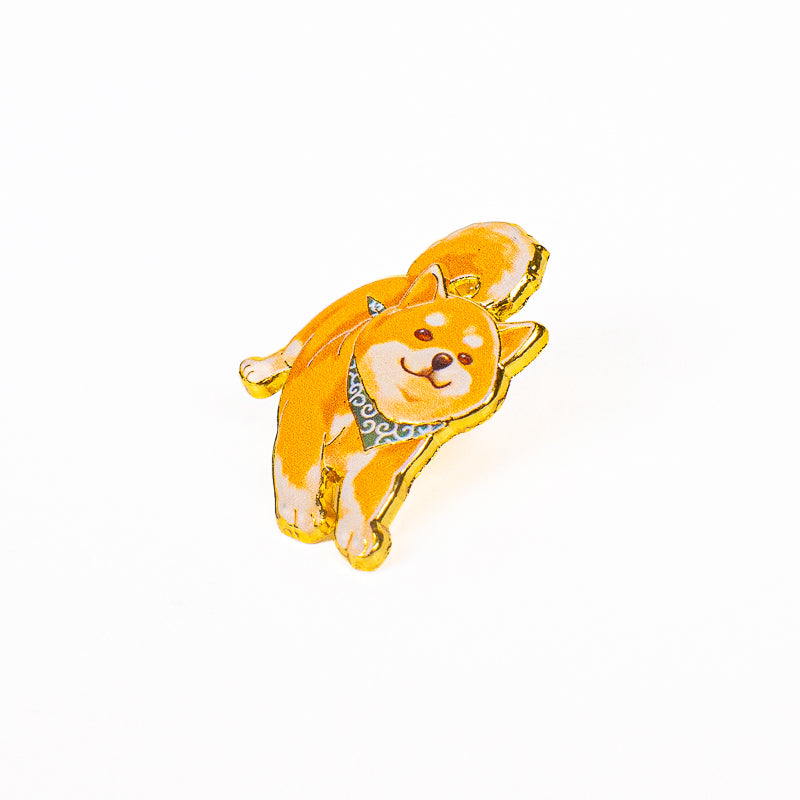 Spilla giapponese in metallo con Shiba-Inu