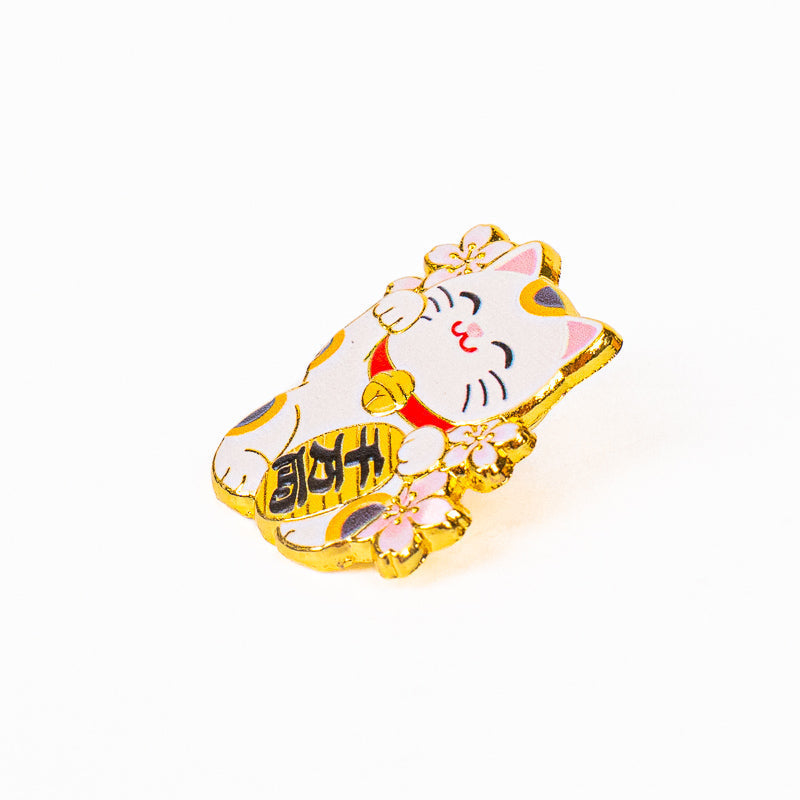 Spilla giapponese in metallo Maneki-Neko