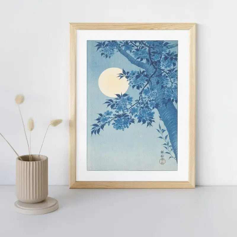 Stampa giapponese dei ciliegi in fiore e della luna piena - A3