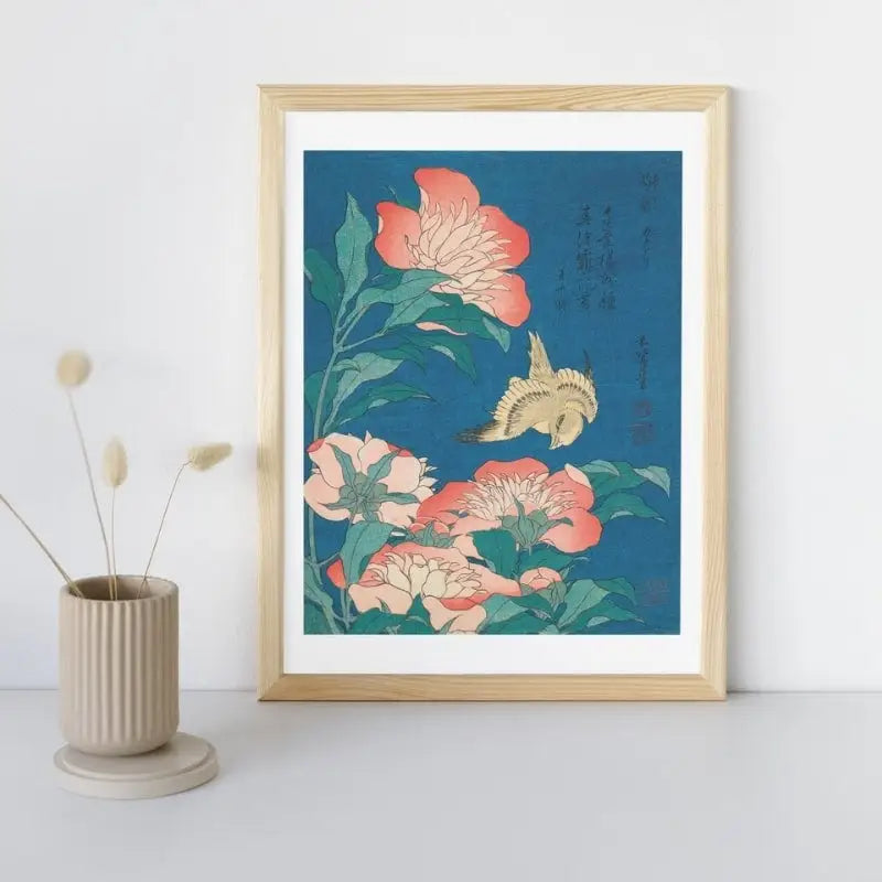 Stampa Peonie giapponesi e canarini - A3