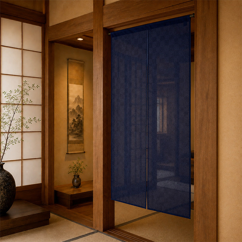 Tenda Noren Giapponese - Ichimatsu Blu Notte