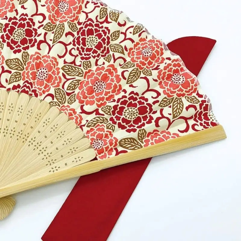 Yuzen Botan Arancione Fan giapponesi