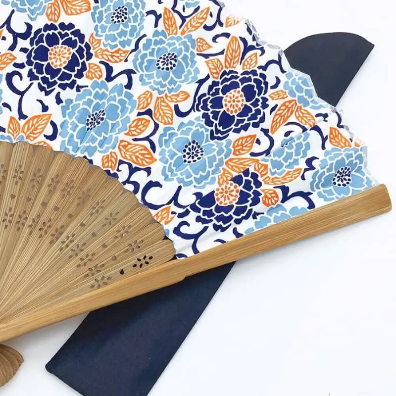 Ventagli giapponesi blu Yuzen Botan