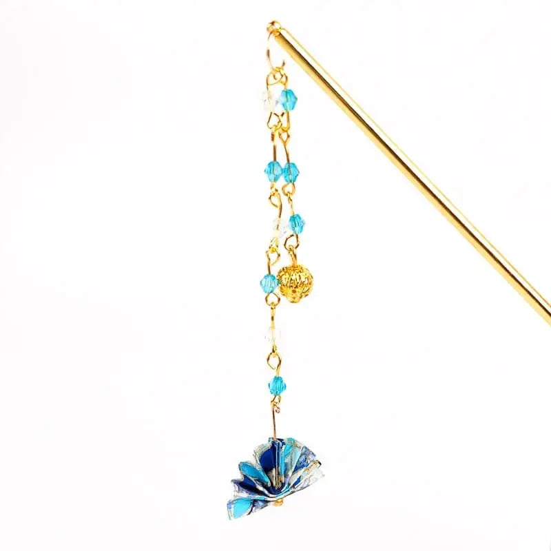 Ventaglio giapponese Kanzashi blu