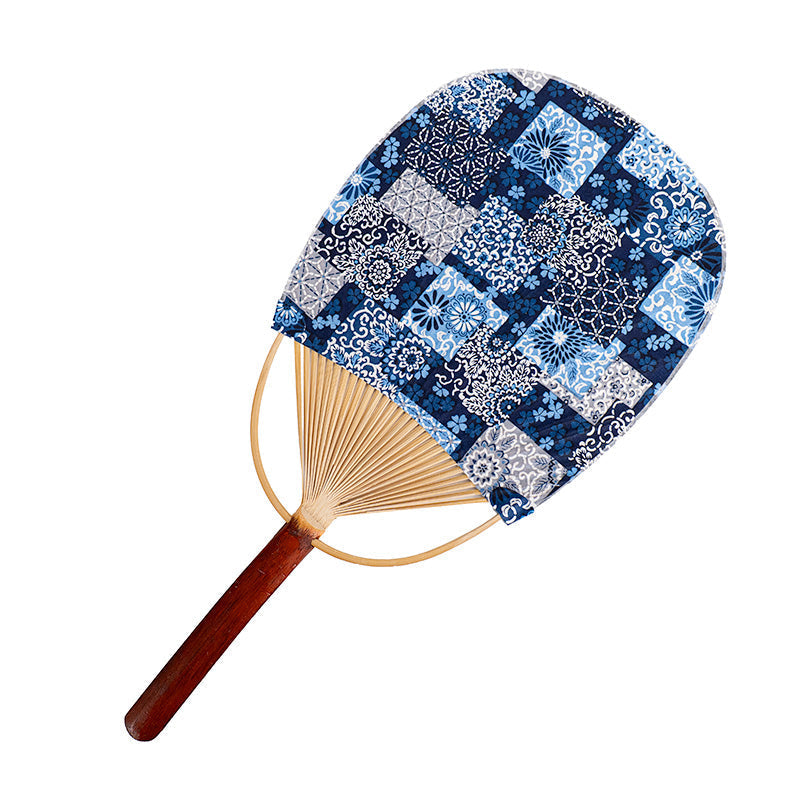 Ventaglio giapponese Uchiwa in carta washi color indaco