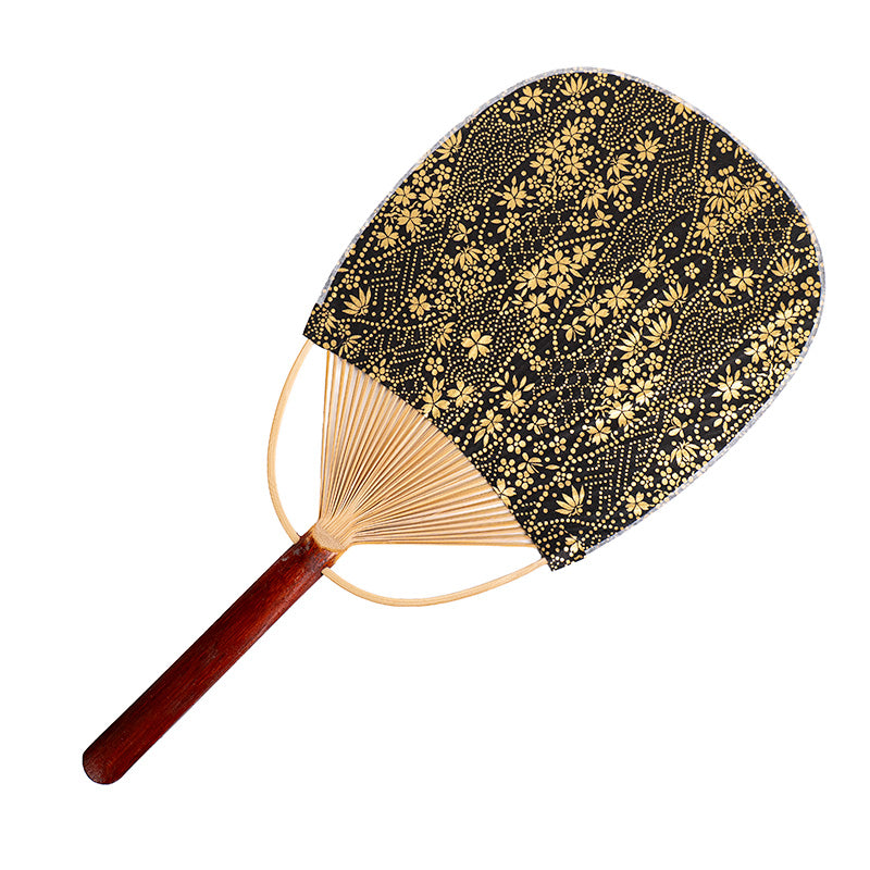 Ventaglio giapponese Uchiwa in carta washi dorata