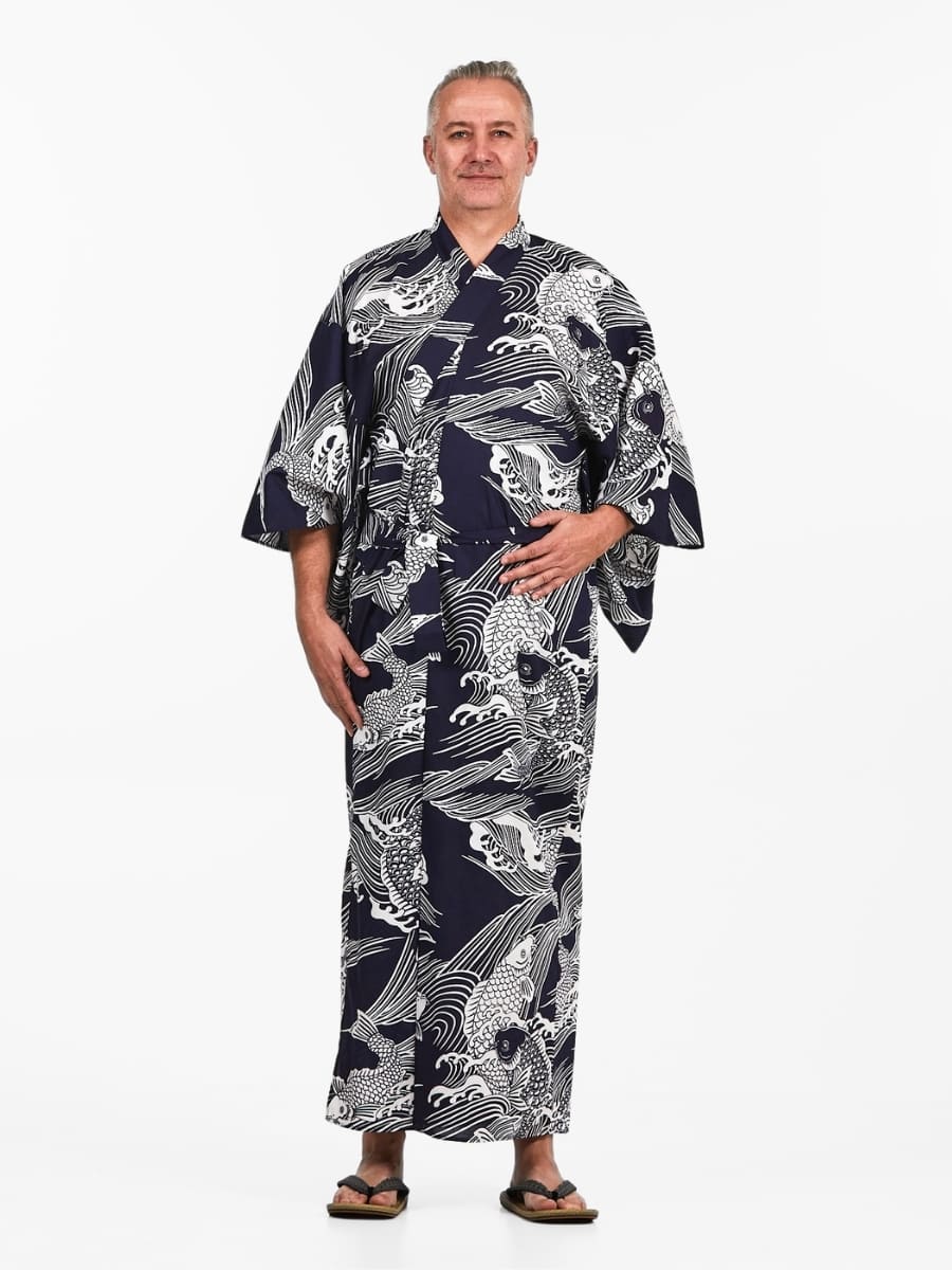 Yukata Kimono Carpa Koi Da Uomo
