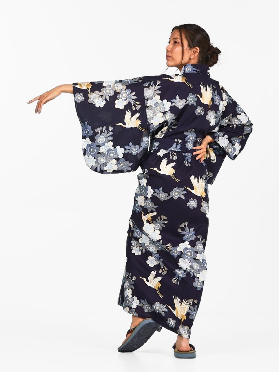 Yukata Kimono Da Donna Sakura to Tsuru
