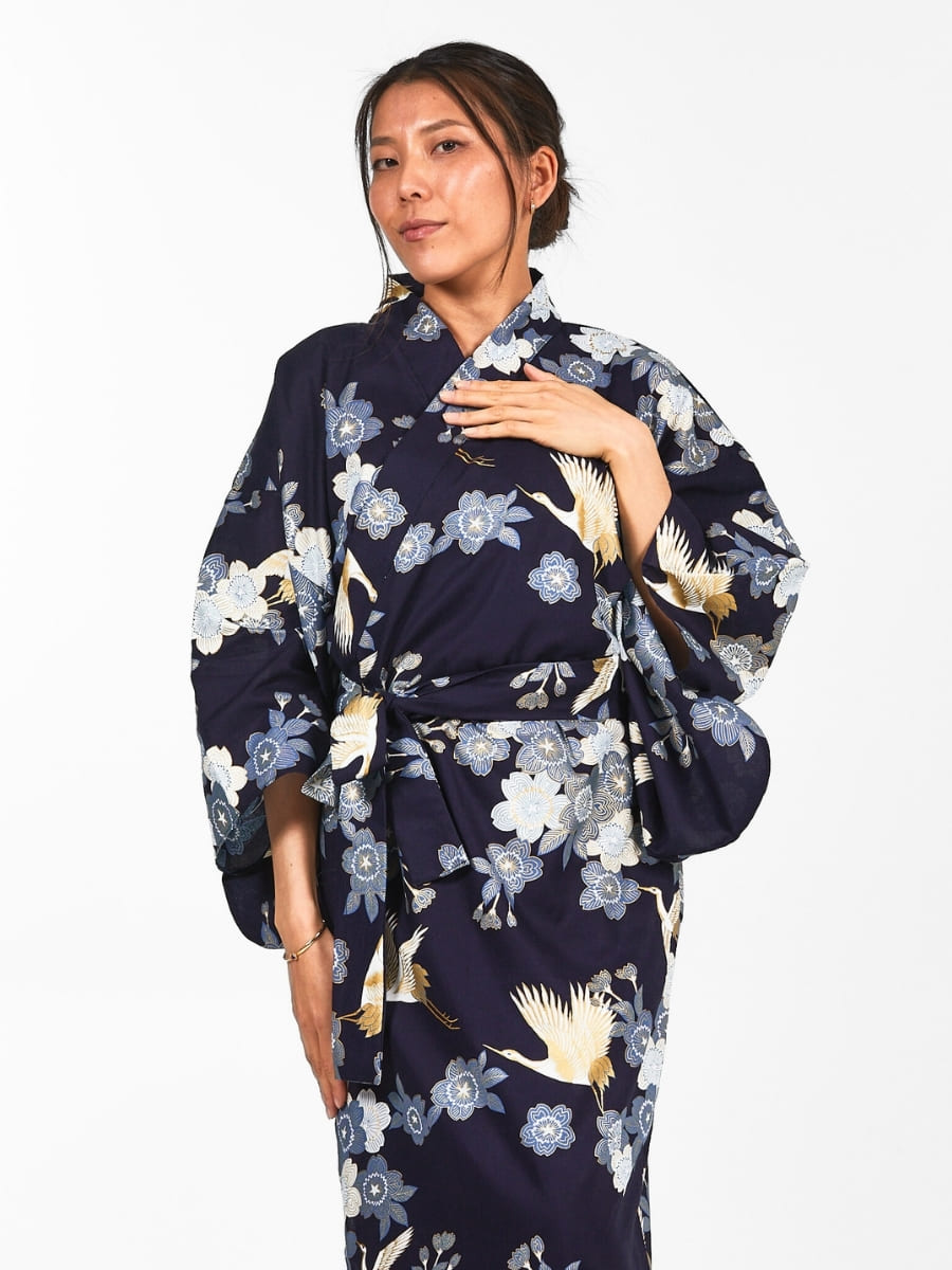 Yukata Kimono Da Donna Sakura to Tsuru