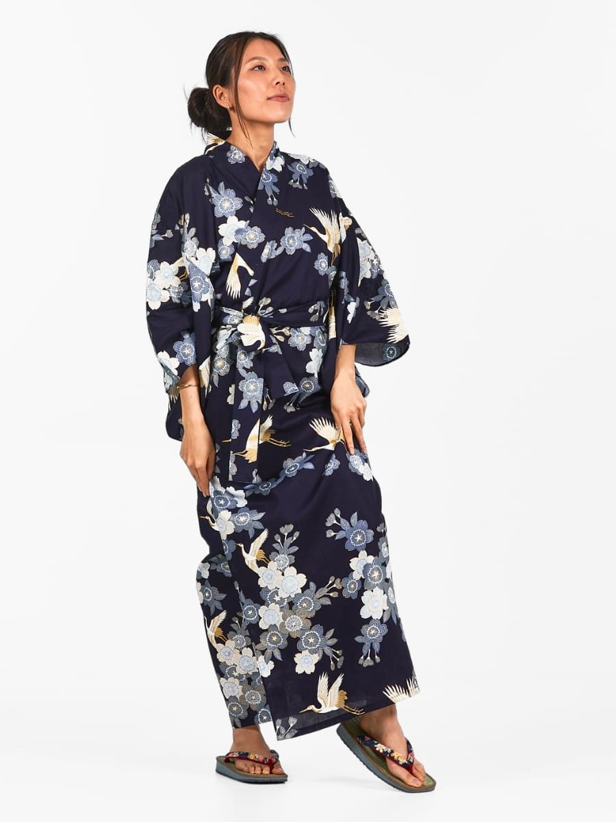 Yukata Kimono Da Donna Sakura to Tsuru